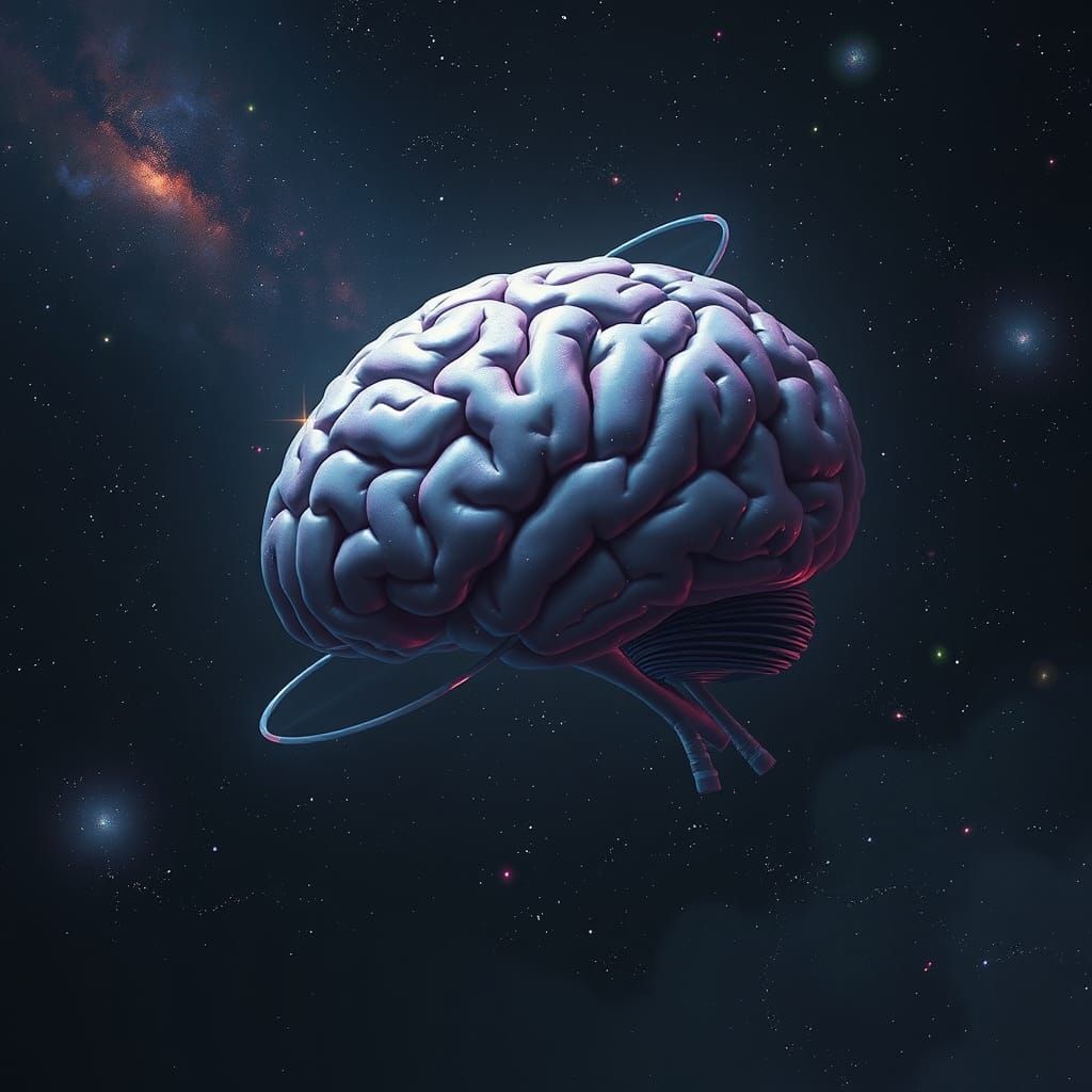 Brain Floating in Space: A Digital Surreal Dream
