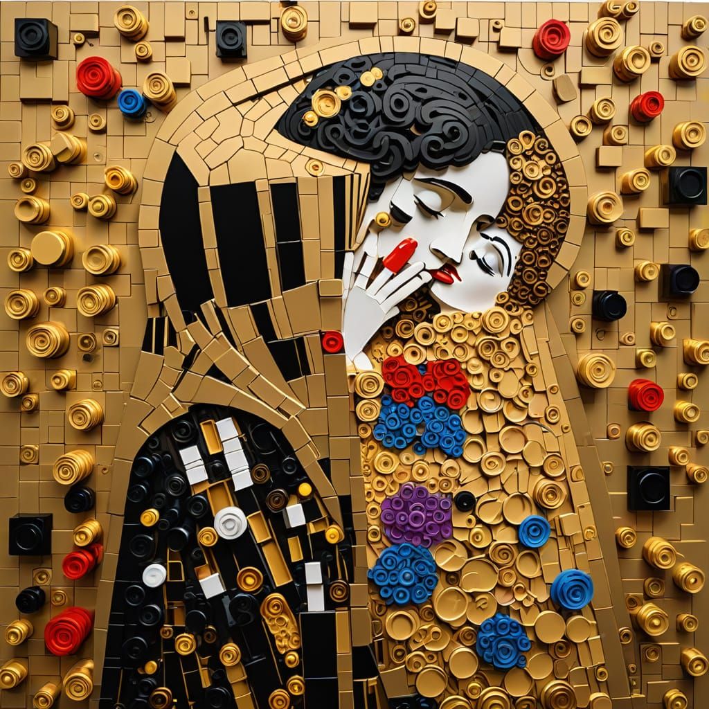 Lego Art Gallery Masterpiece of The Kiss in Ultra High Detai...