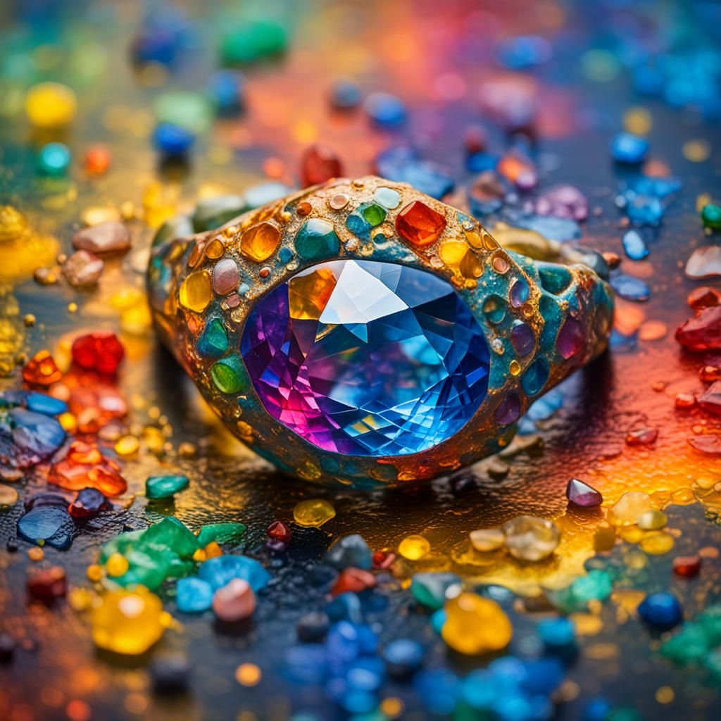 Colorful Gemstone in Expressionist Oil Painting Style