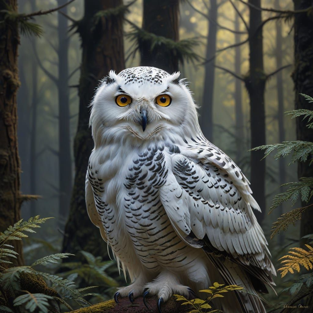 Serene Snowy Owl Portrait in Earthy Tones