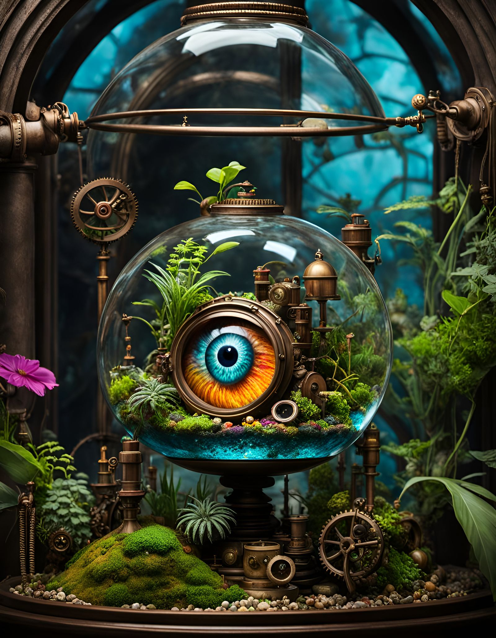Steampunk Eyeball Terrarium in Gobbopunk Aesthetic