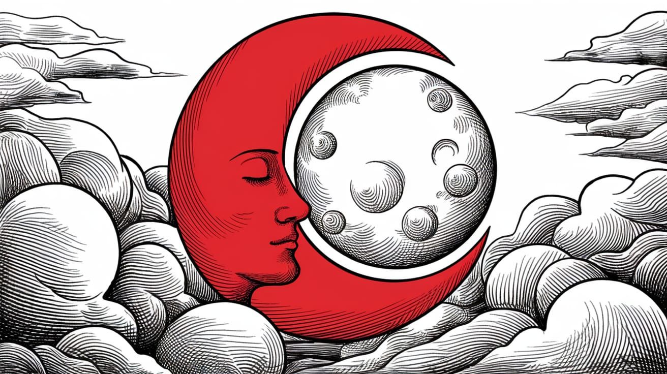 Mystical Moon Embrace in Dreamlike Atmosphere