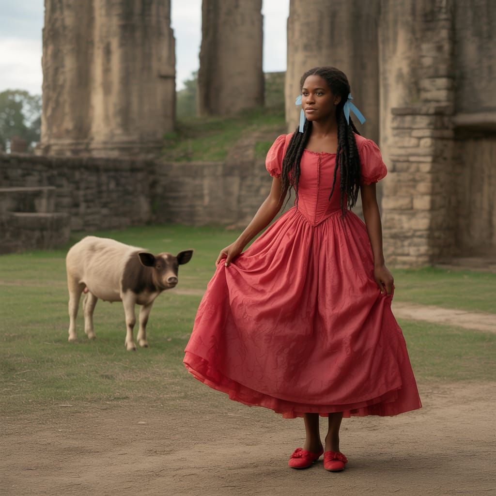 Prissy at Tara in Red Dress, 1863 Photograph