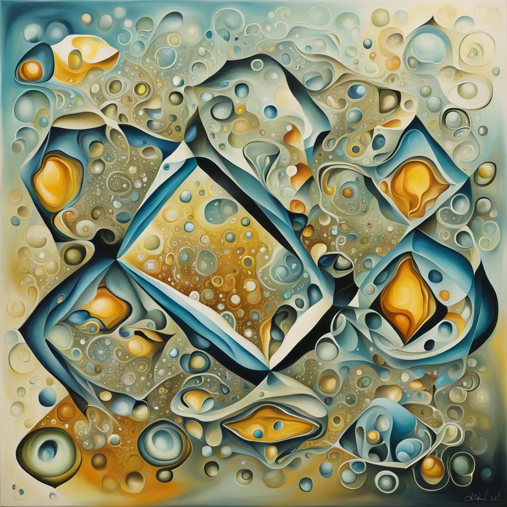 Surreal Abstract Doodles in Melting Oil Paint Style