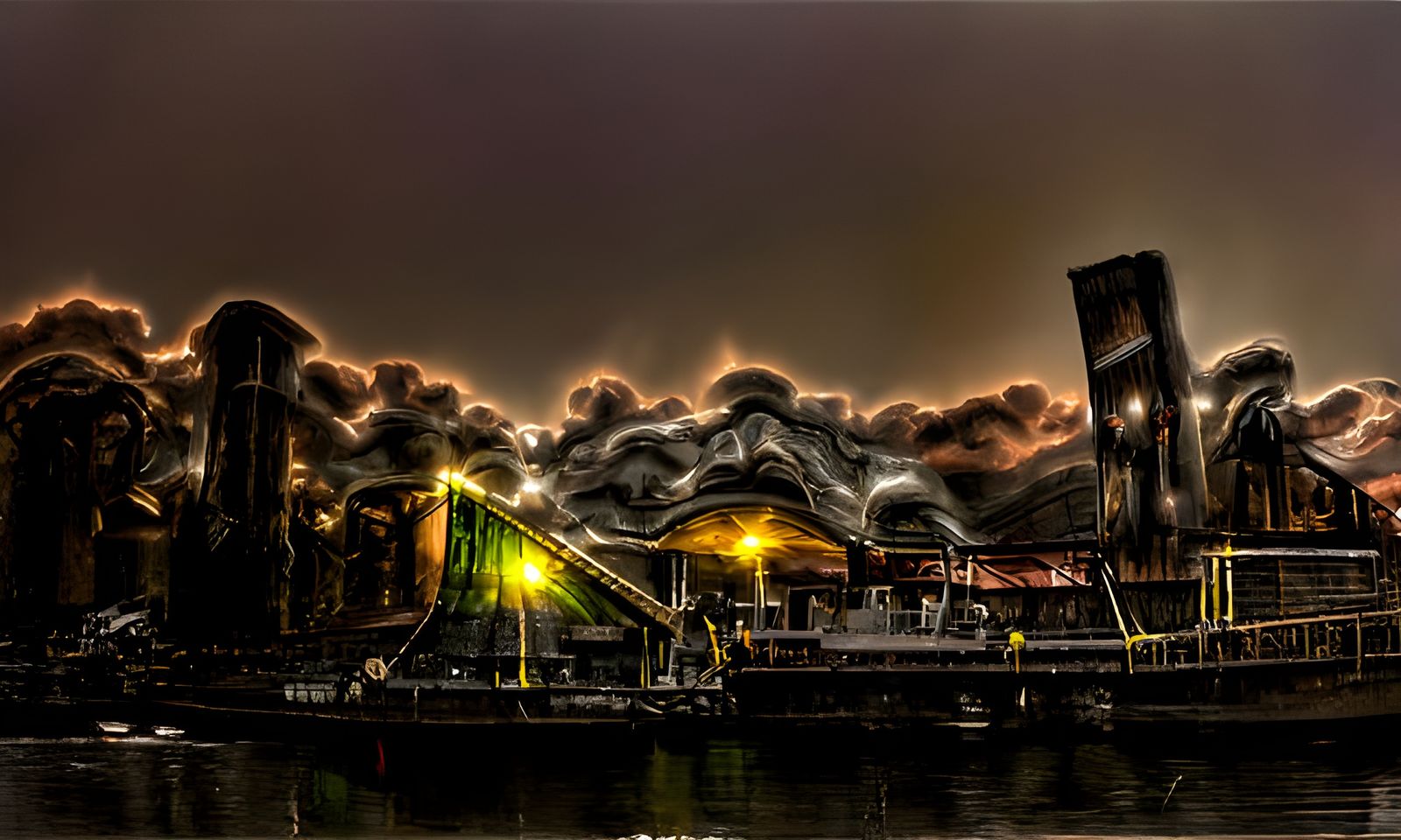 Futuristic Skyway Barge City in HDR