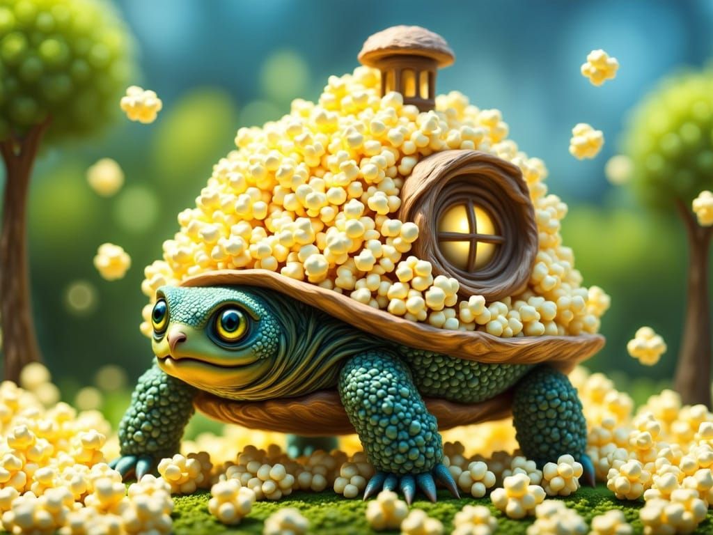 4D Popcorn Turtle Carries a House