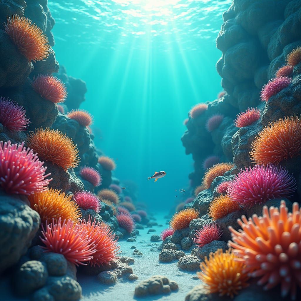 Luminous Coral Reef with Exotic Marine Life