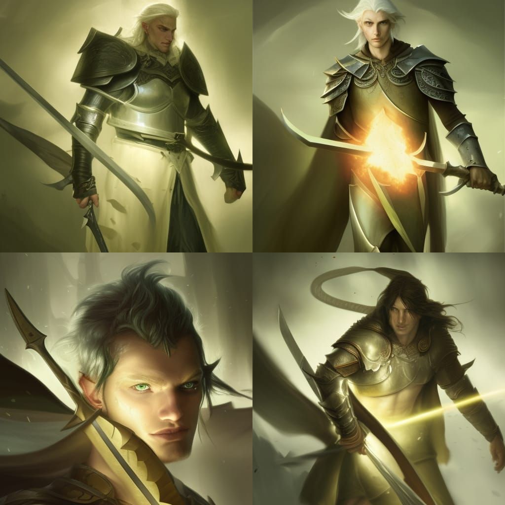 Half-Elf Knight Portrait in Dark Fantasy Style