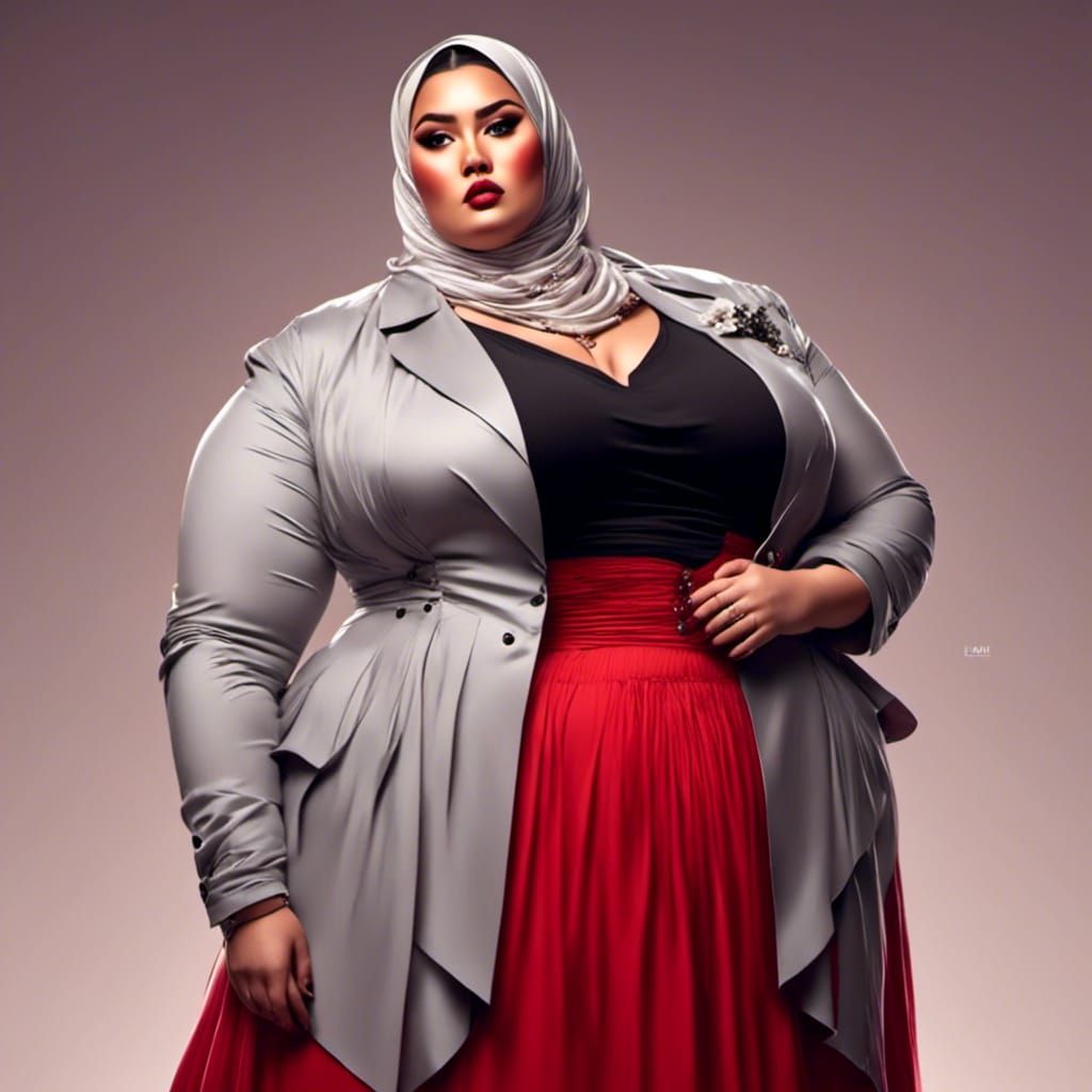 Curvy Woman with Silver Hair in Strict Suit