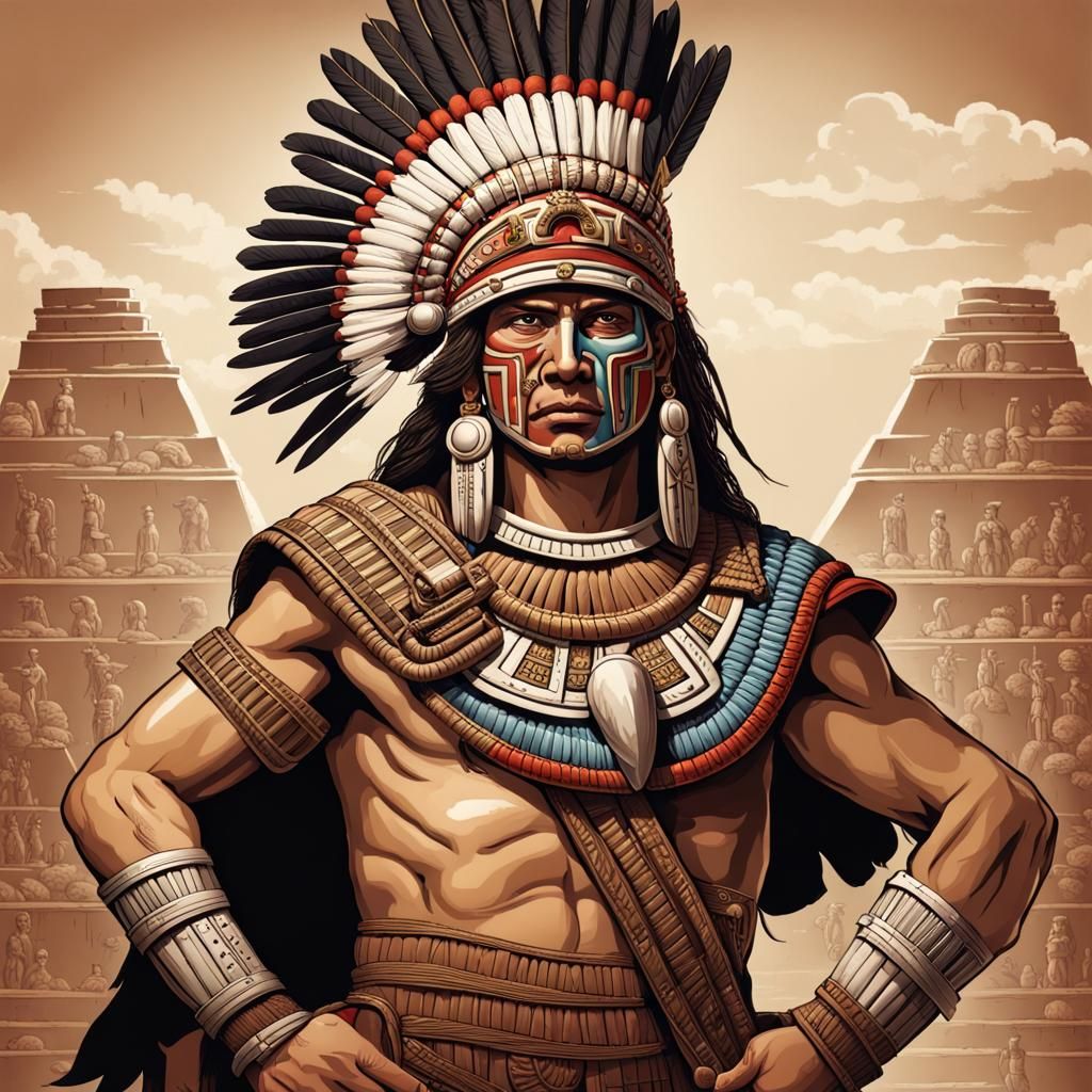 Aztec General in Classical Age: Detailed Portrait