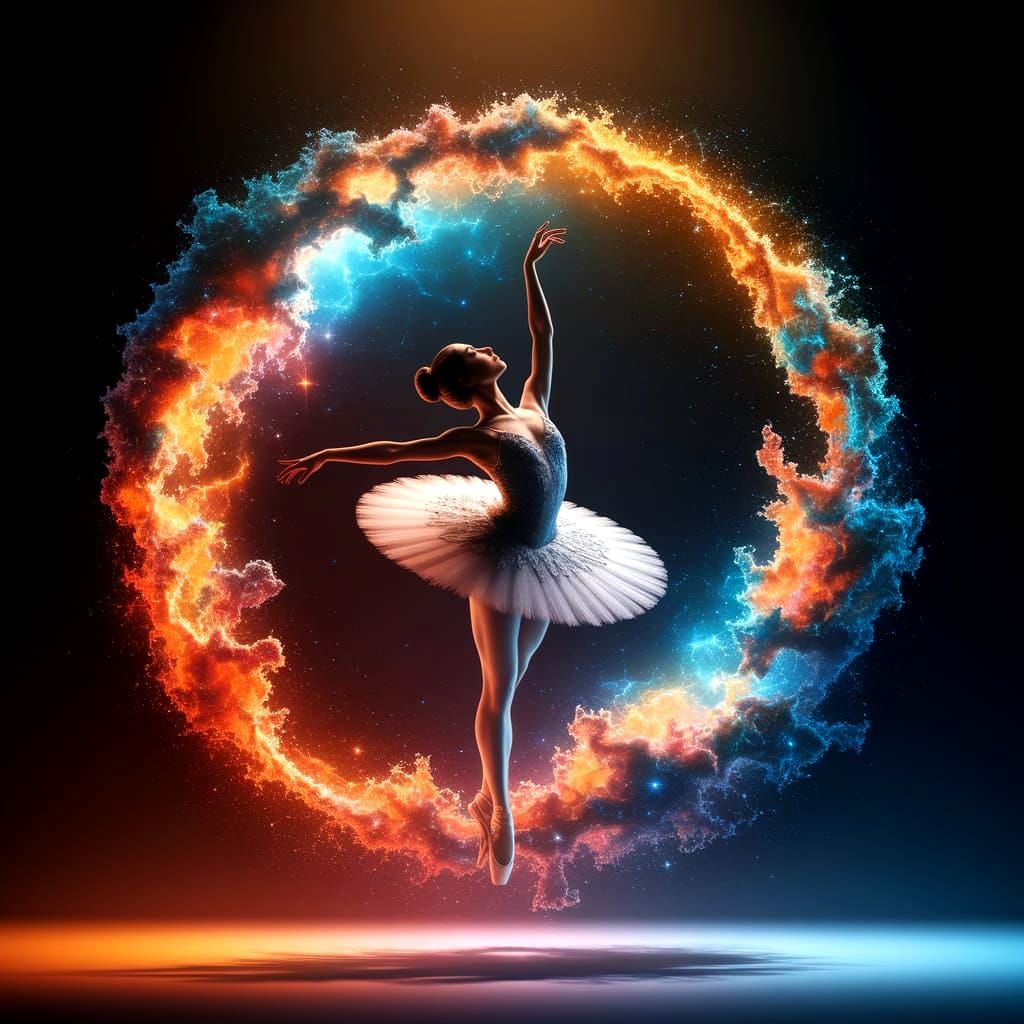 Ballerina Dancing in Holographic Astral Cosmos
