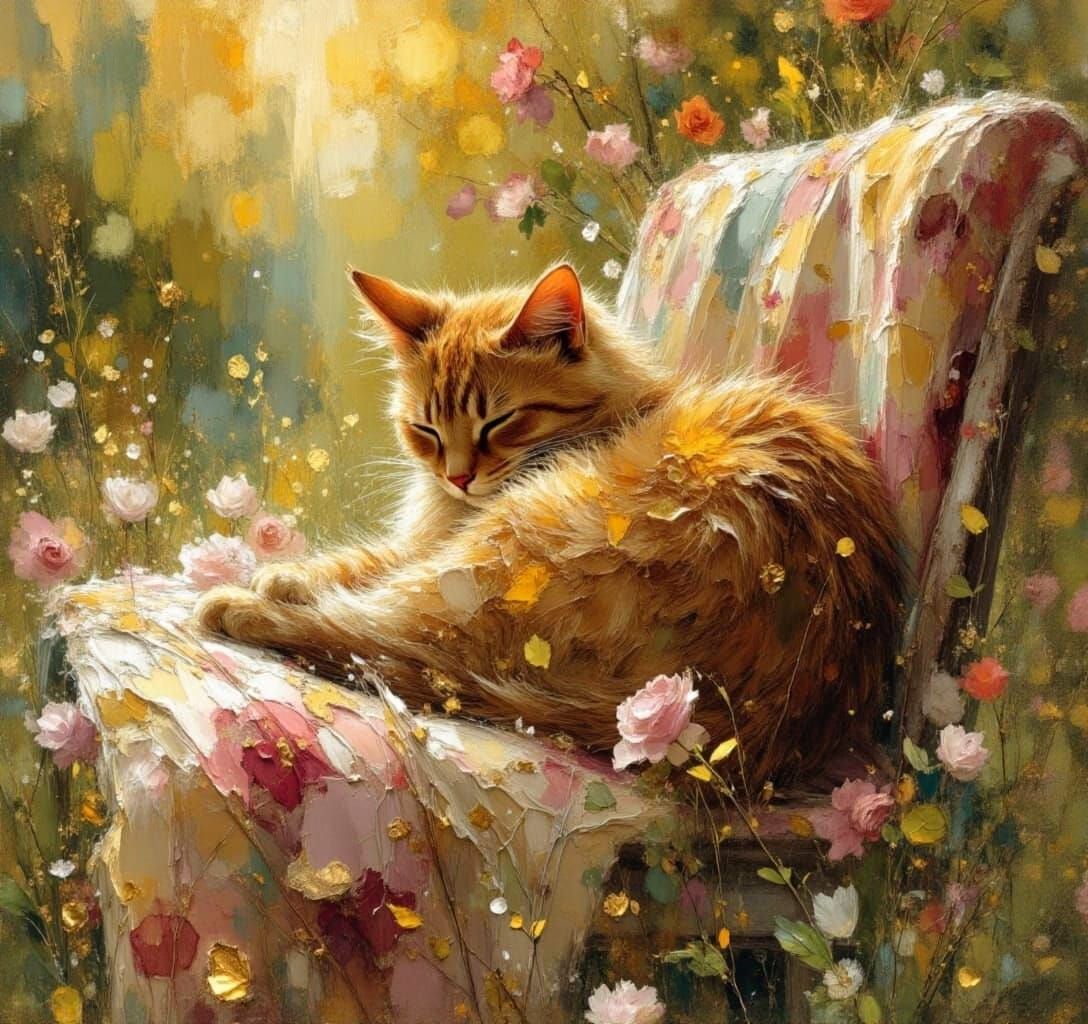 Sleeping Tabby Cat in Hazy Sunlight