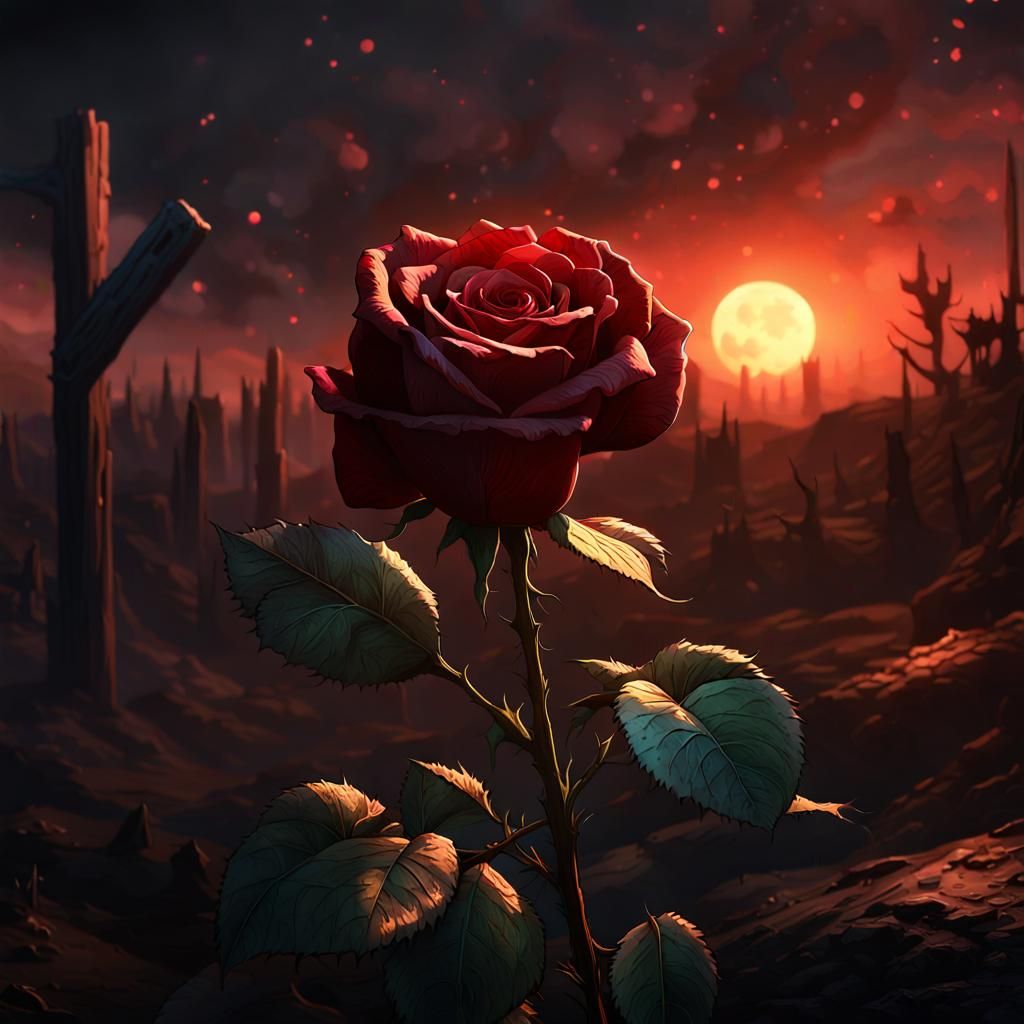 Dark Fantasy Rose with Thorns in 8K Resolution