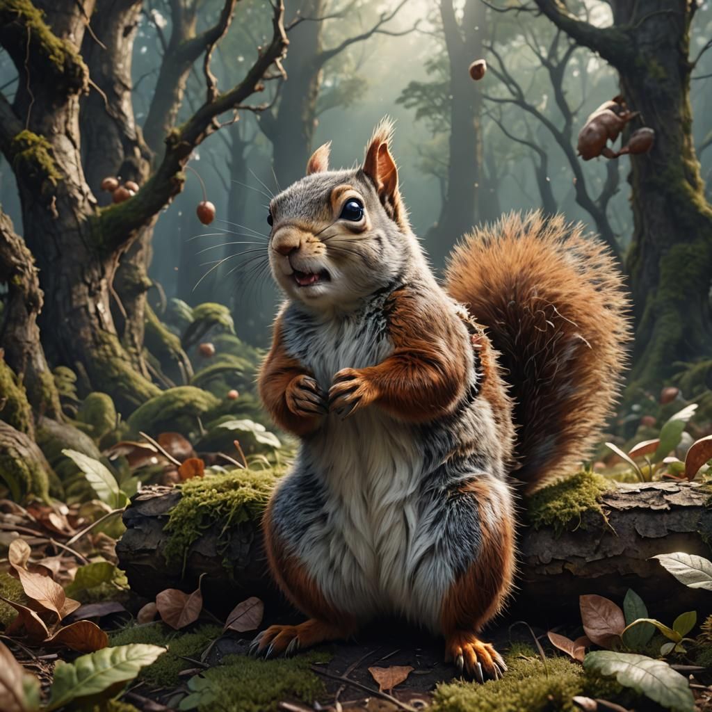 Cute Fat Baby Squirrel: Digital Matte Painting