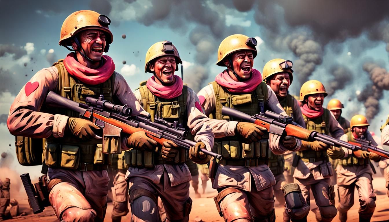 Hyperrealistic Soldiers in Pink Uniforms