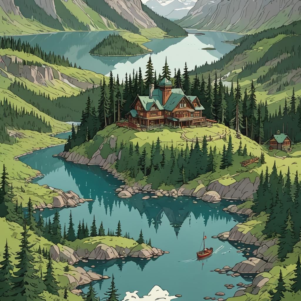 Canada in Studio Ghibli Style: Alberta Lakes