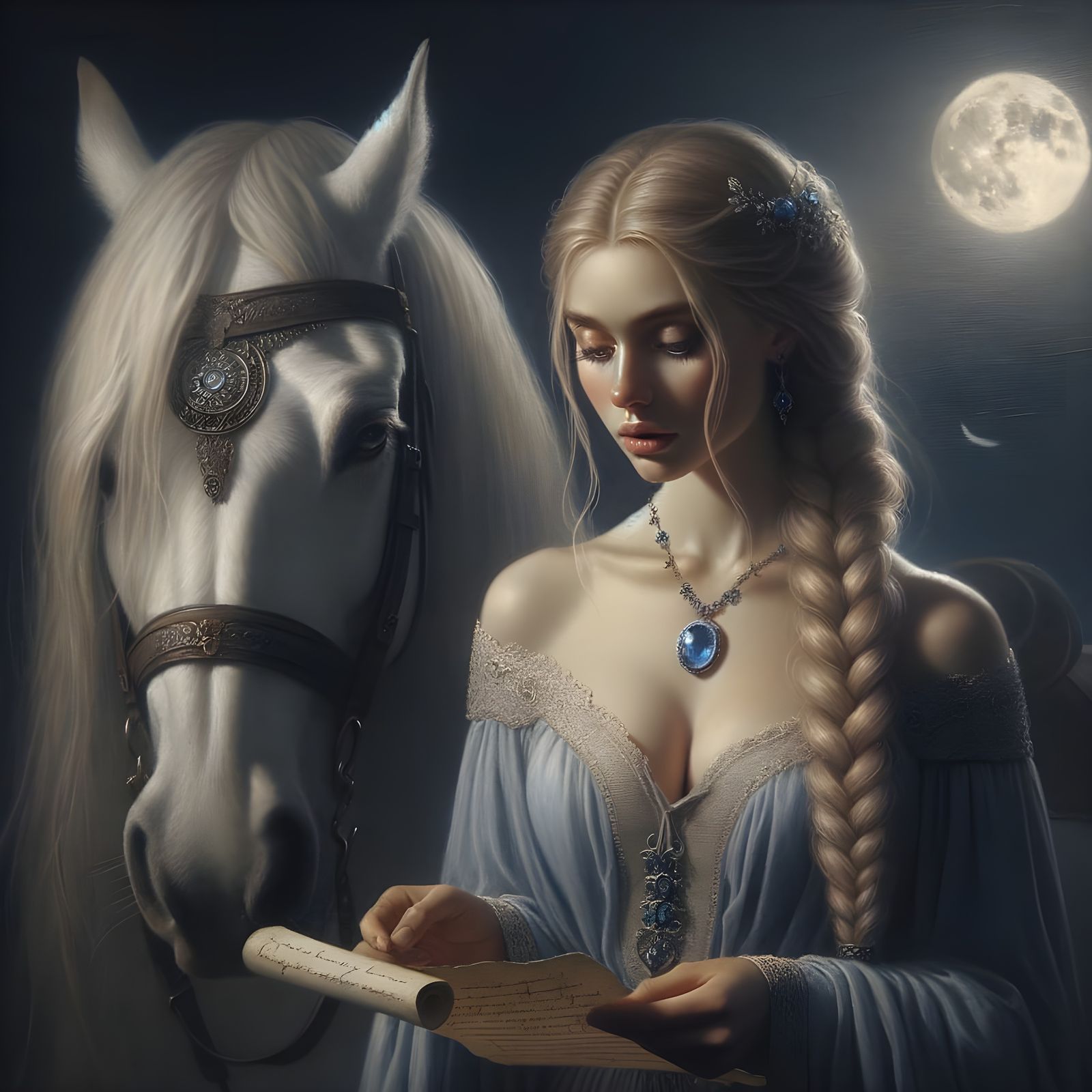 Ethereal Goddess in Moonlit Glory