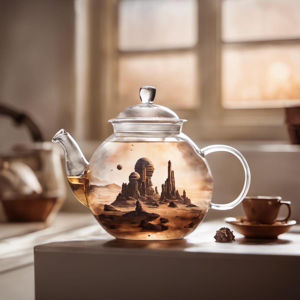 Tatooine and Death Star Teapot in Watercolor Style