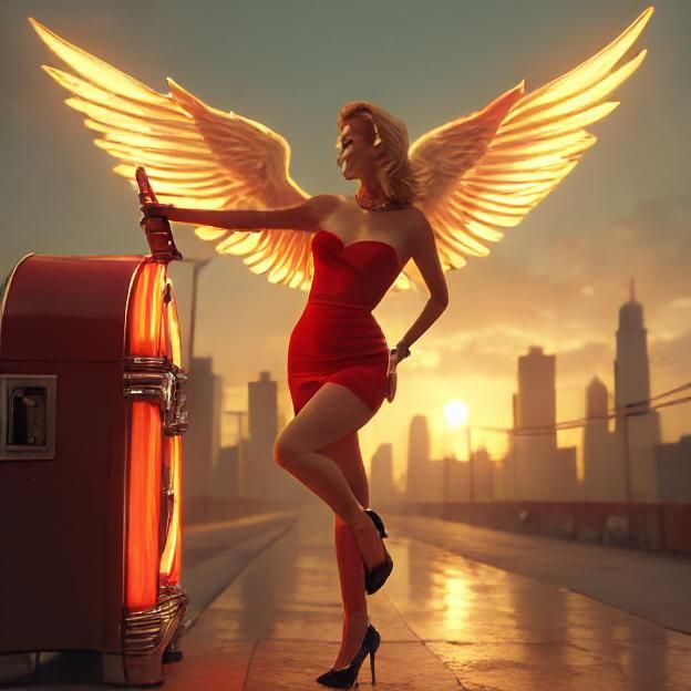 Sultry Angel of Beverly Hills in 1950s Pinup Style