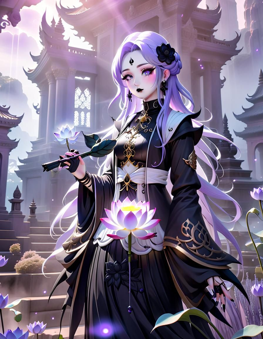 Kwan Yin as Gothic EMO Girl in Anime Style