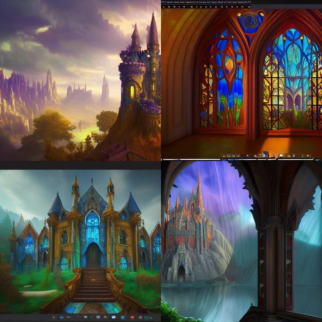 Fantastical Stained Glass Castle Concept Art