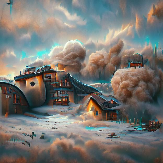 Cozy Fortified Compound in Detailed Digital Illustration
