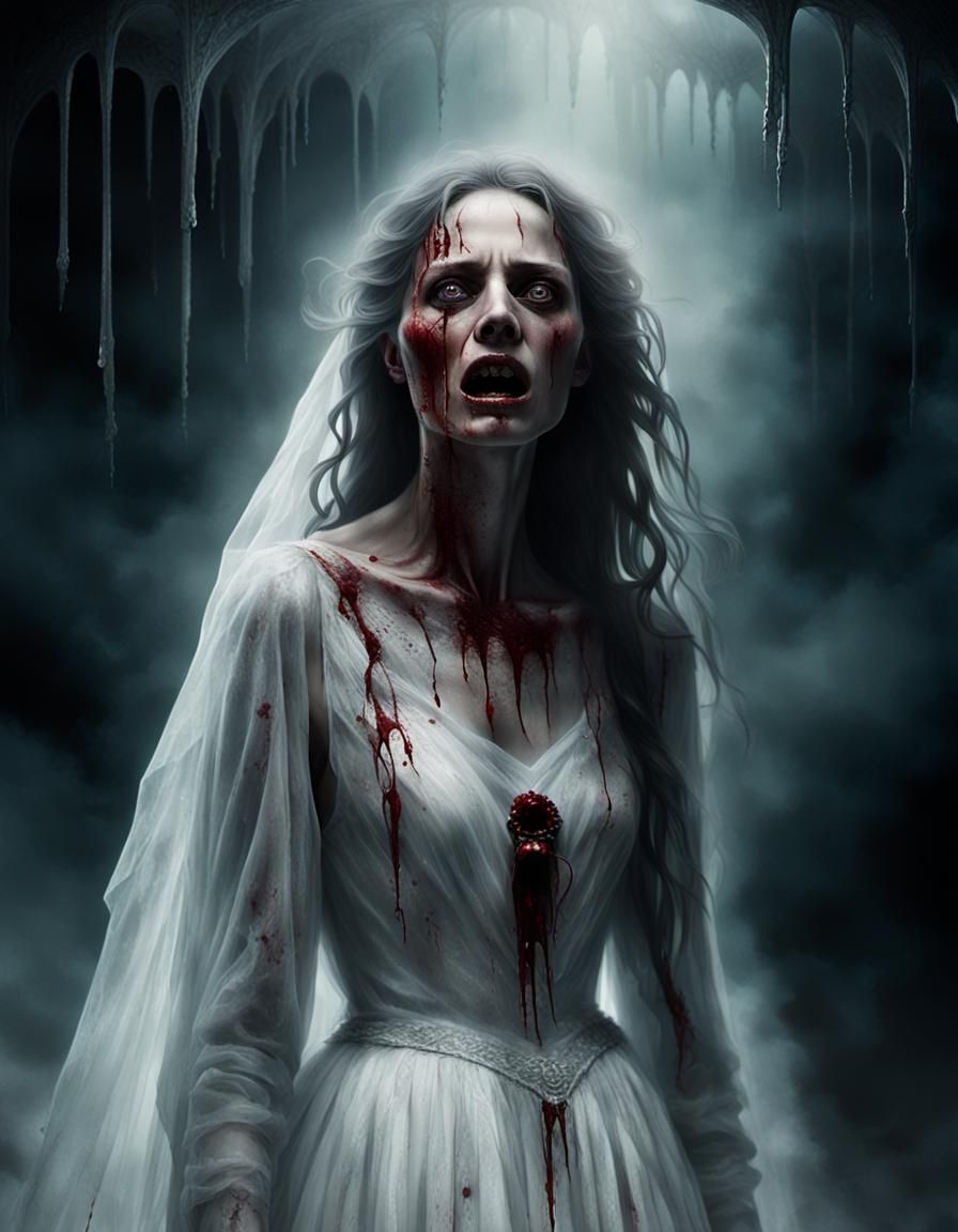 Woman in White Cries Bloody Tears: Dark Surrealism