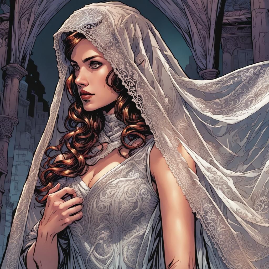 Embroidered Veil in Hand: Comic Book Art