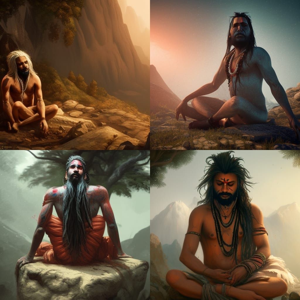 Aghori Meditating: Dark Fantasy Concept Art