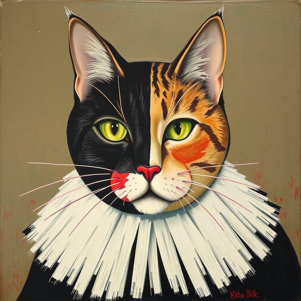 Existential Cat Portrait in Suprematist Style