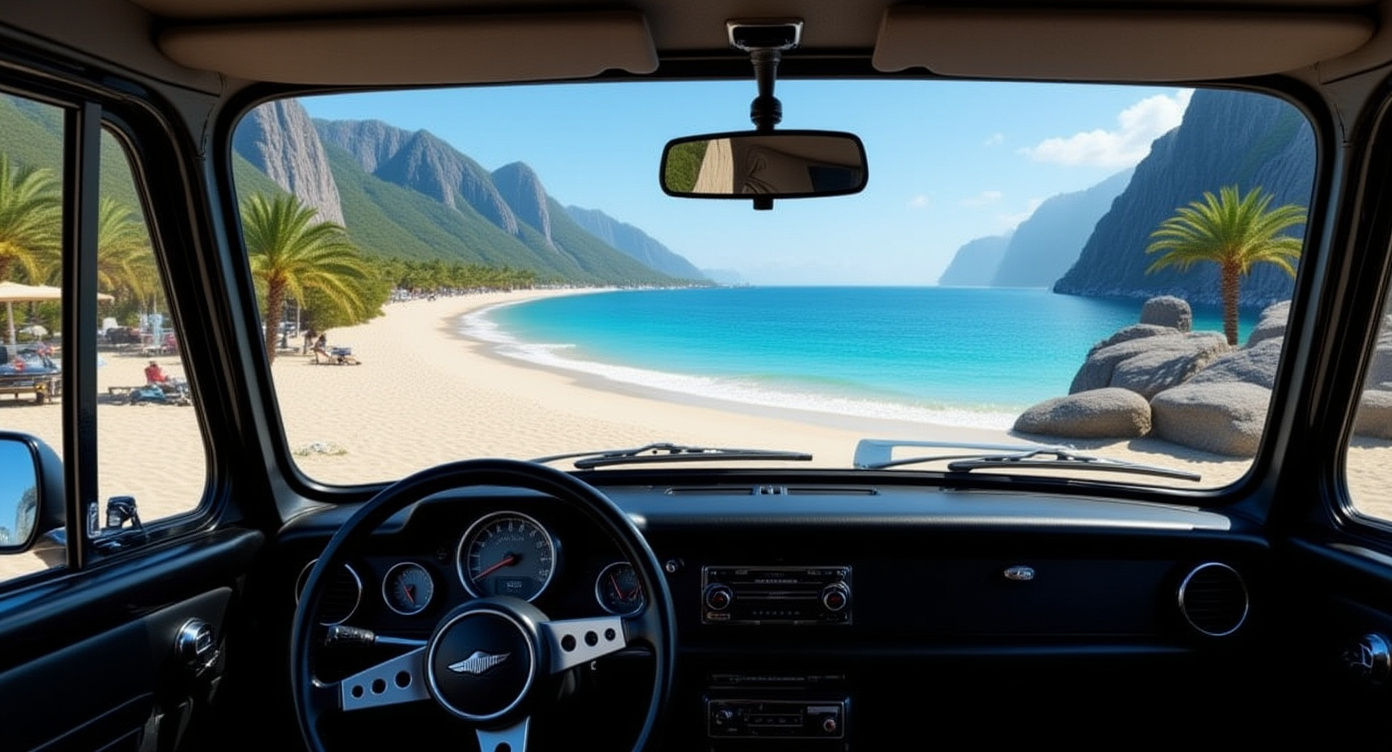 Italian Beach Display with Austin Mini Interior