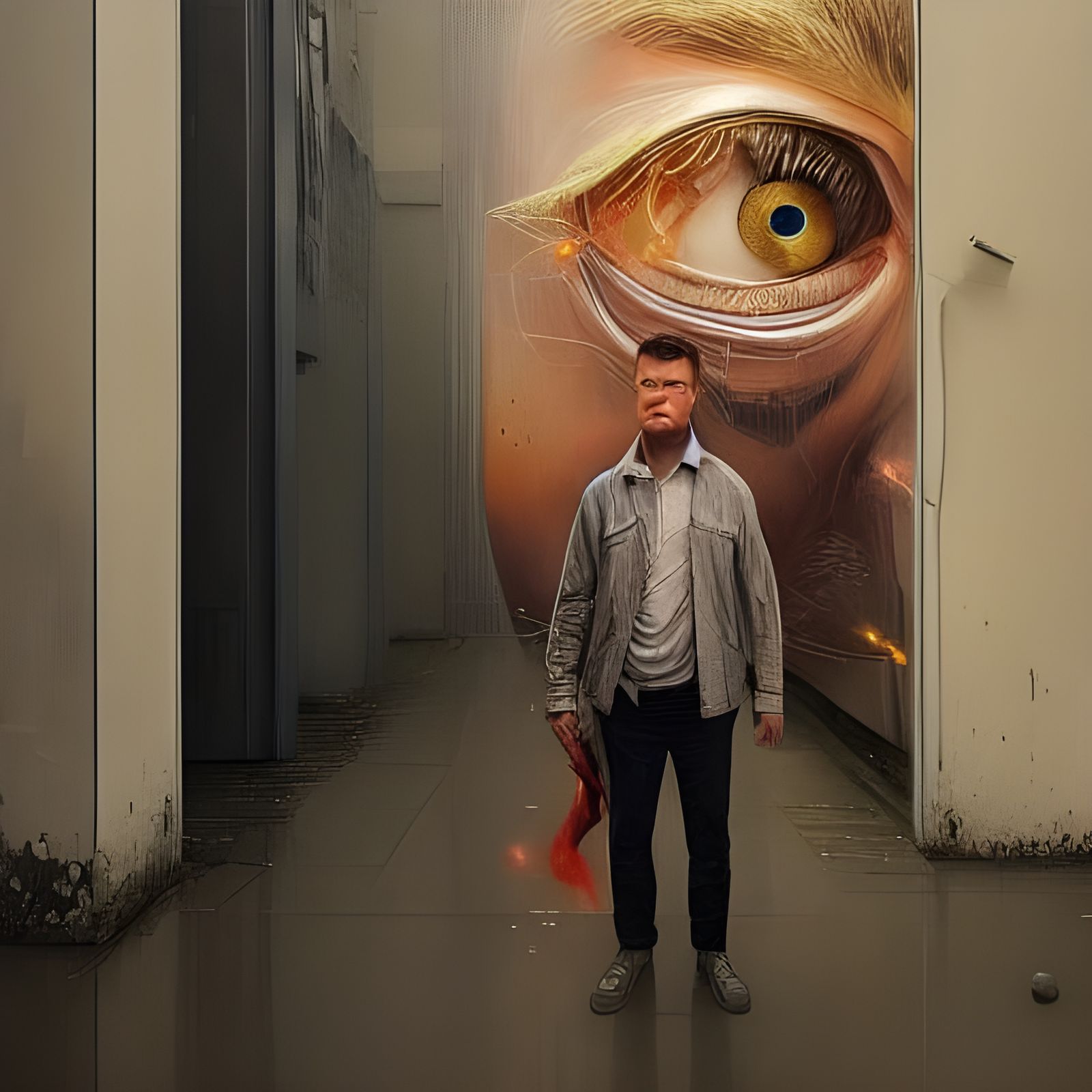 Handsome Man with Tomahawk: Hyperrealistic Eye-Level Paintin...