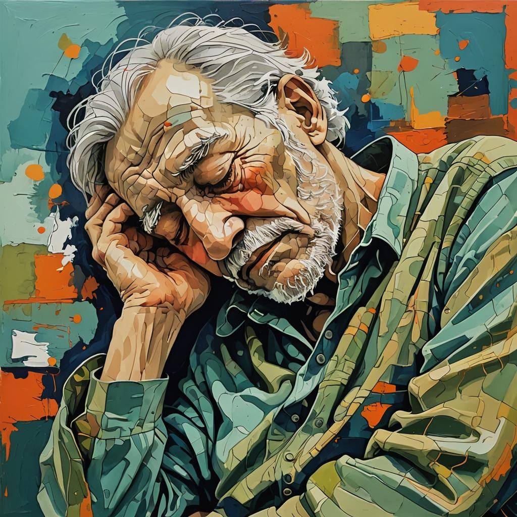 Abstract Art of an Old Man Sleeping