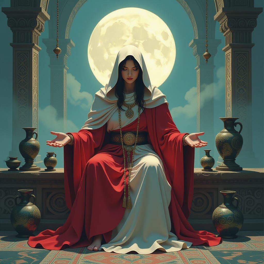 Mystical Oracle in Dreamy Illustrative Style