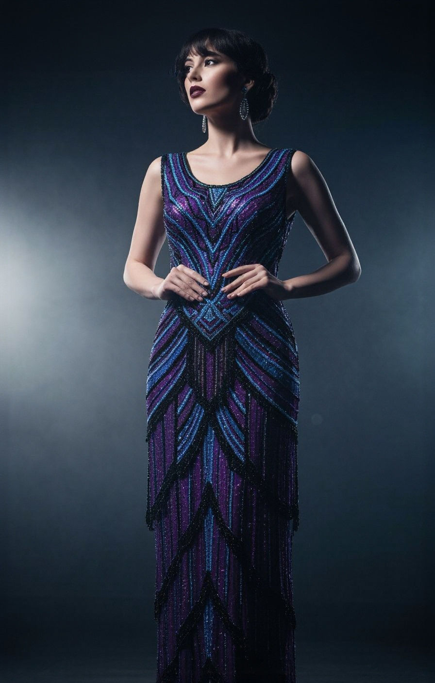 Flapper in Cascading Beaded Dress