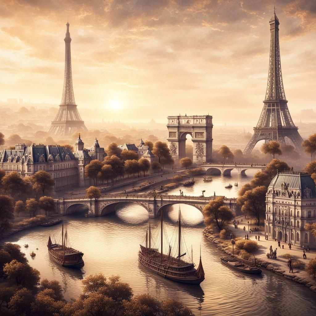 El añorado París. detailed matte painting, deep color, fantastical, intricate detail, splash screen, complementary color...