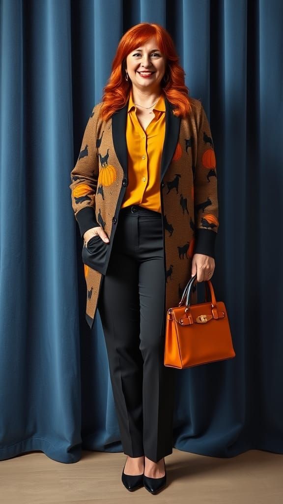 Plus Size Model Displays Autumn Business Casual Outfit