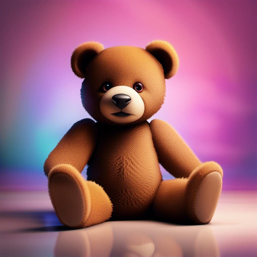 Hyperrealistic Teddy Bear on Floor in Dramatic Light