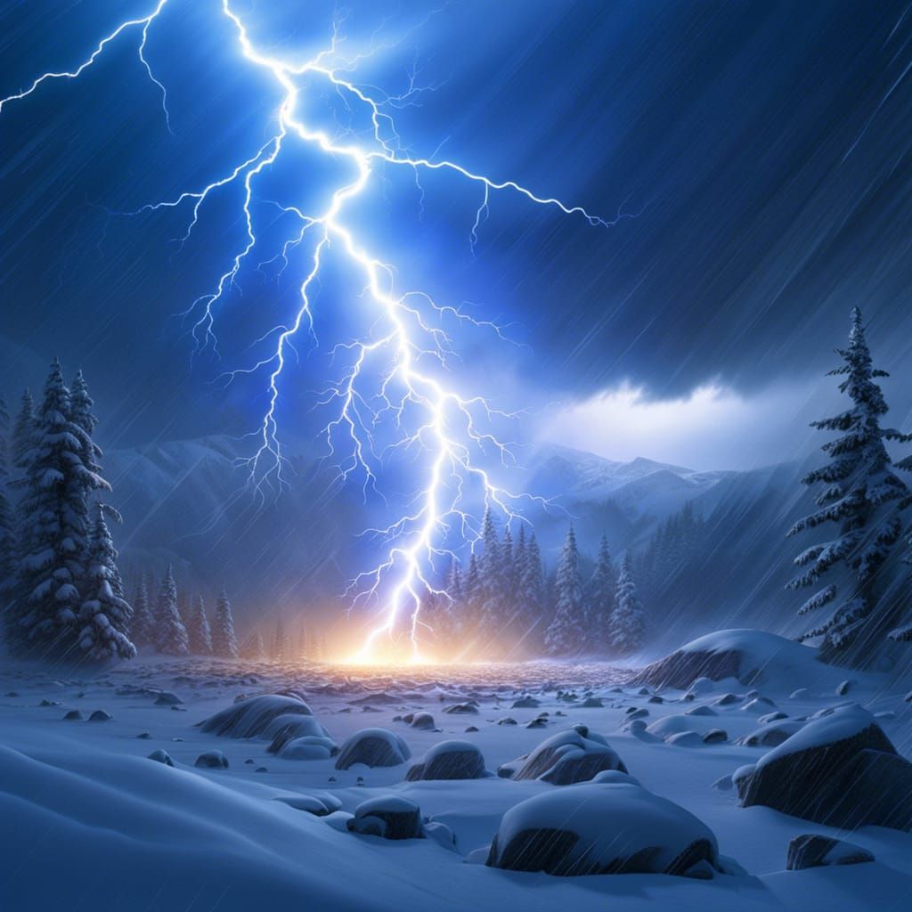 Lightning Strikes During Epic Snowstorm