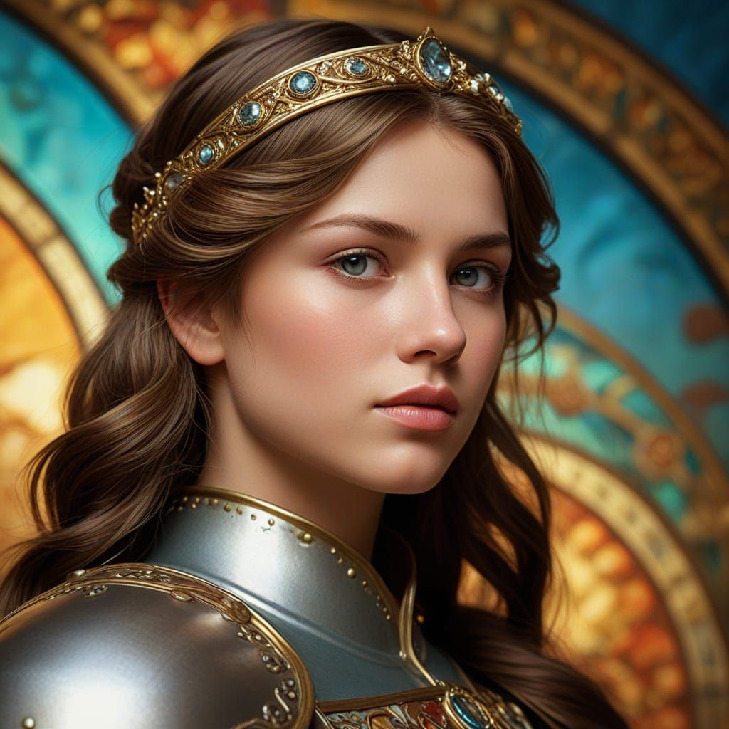 Elegant French Female Knight in Hyperrealistic Digital Art
