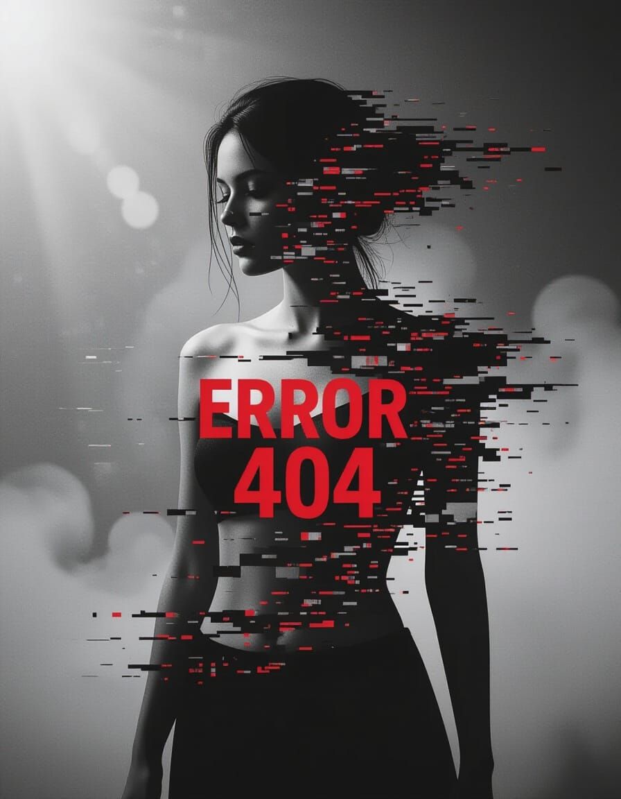 Minimalist Error 404 Poster in Cyberpunk Style