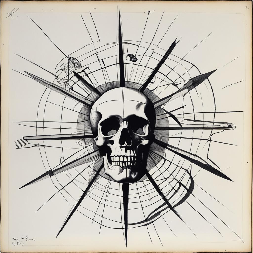 Surreal Rayograph of Objects in Childlike Drawing