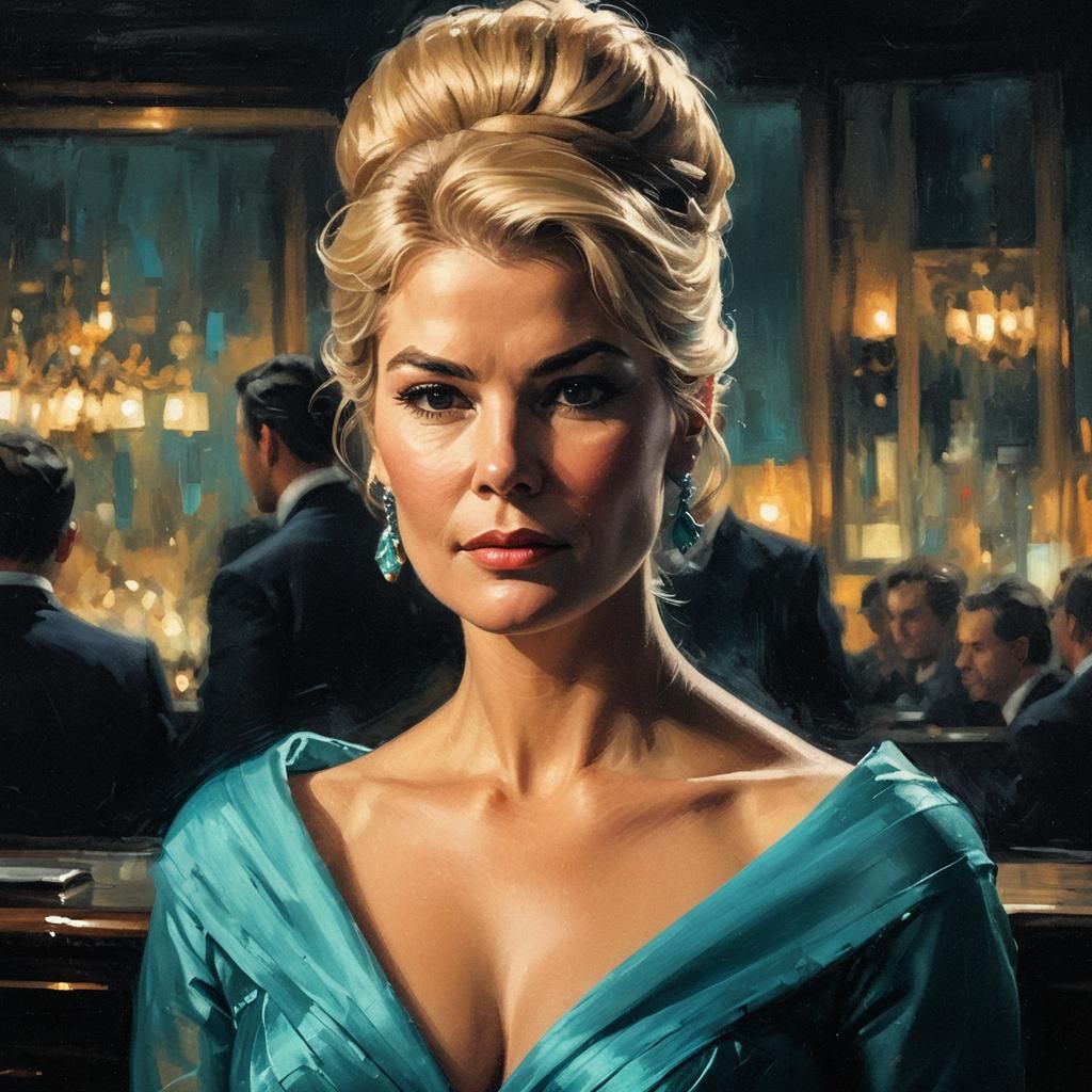 Film Noir Portrait of a Young Woman in Oil