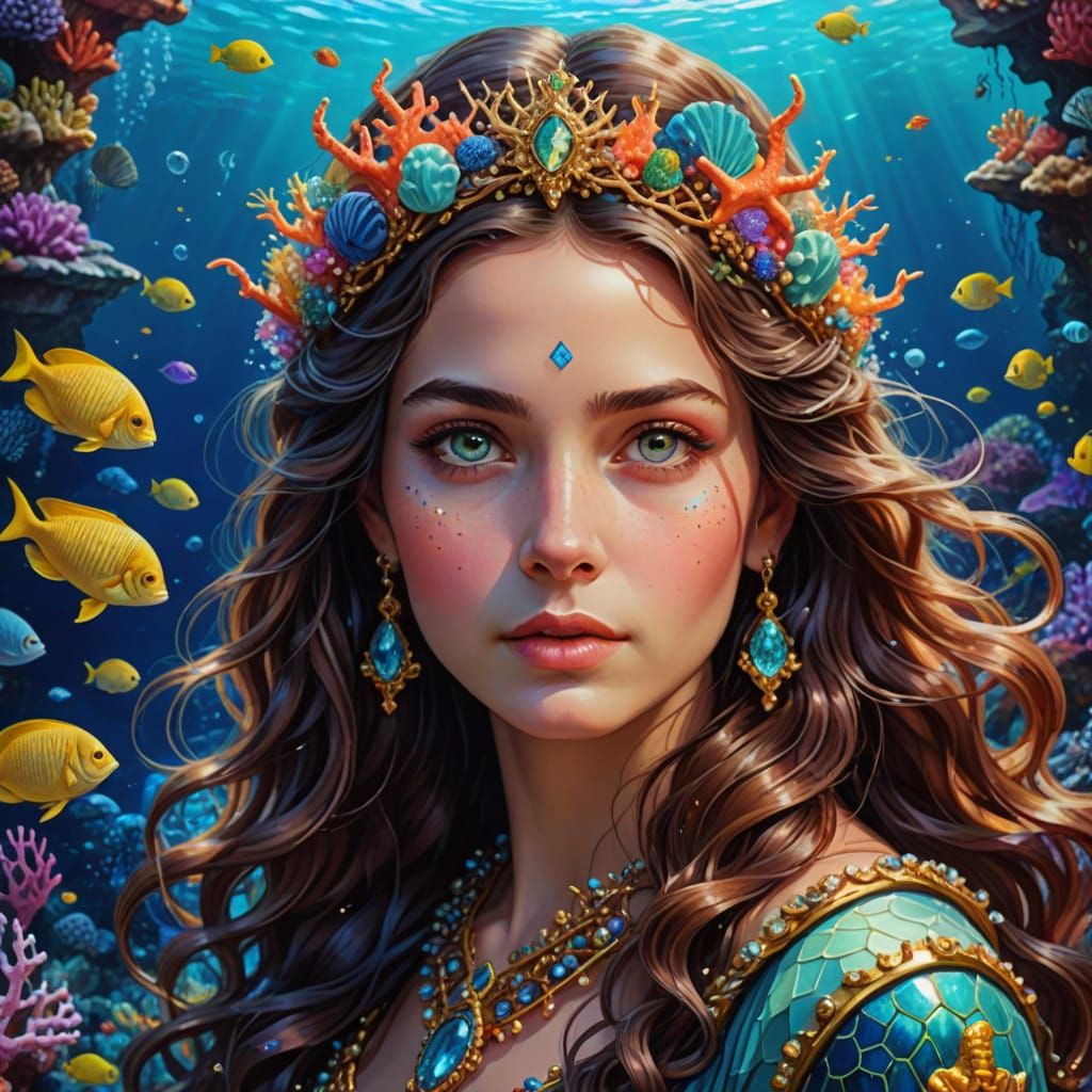 Leucothea, Goddess of Sailors, in Vivid Underwater Portrait