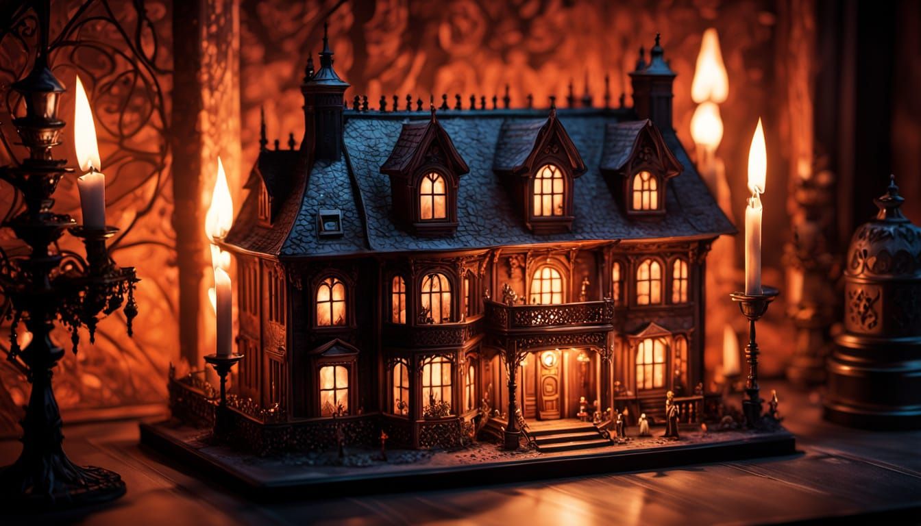 Miniature Ghosts Party in Comic Book Style