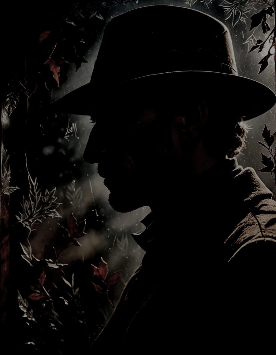 Backlit Man in Fedora Behind Frosted Glass