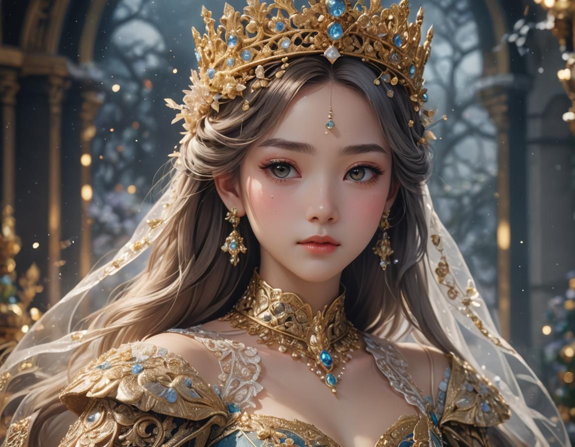 Anime Princess Coronation in 3D Fantasy Style
