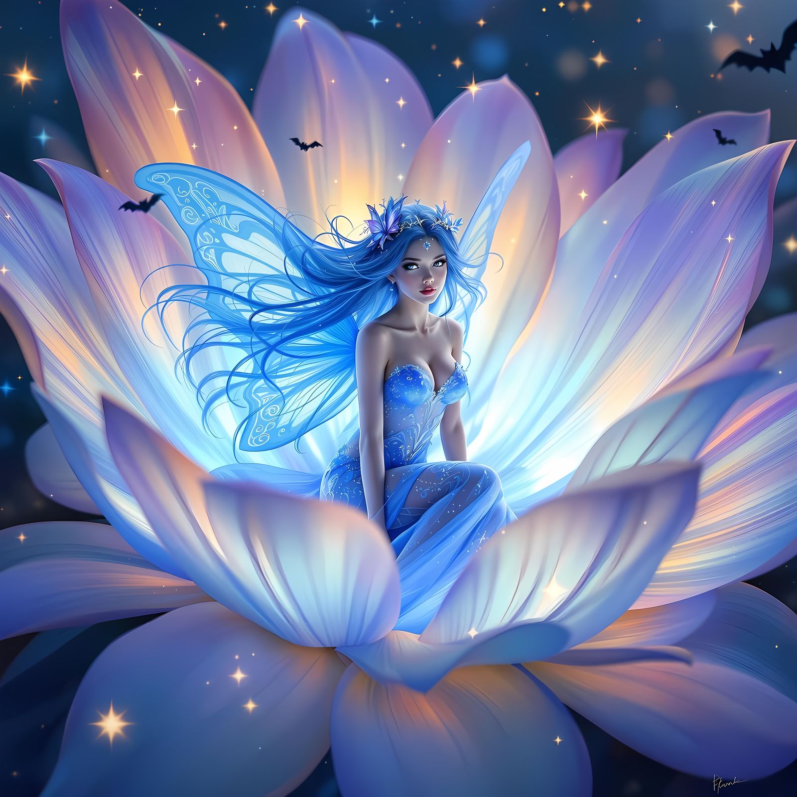 Enchanted Fairy in a Vibrant Floral Wonderland