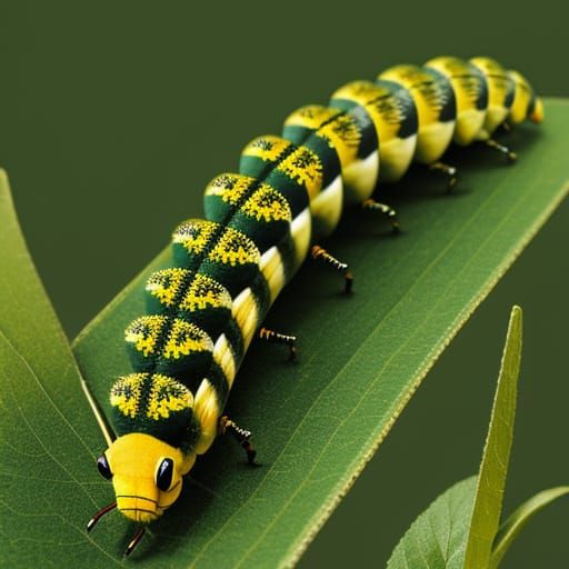 Green Caterpillar on Leaf