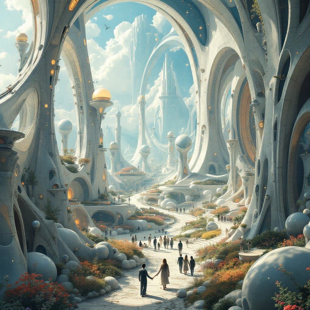 Harmonious City of the Future in a Futuristic Utopia